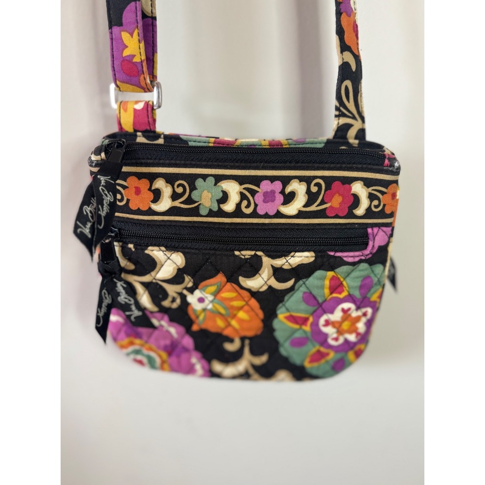 Vera Bradley Suzani  Floral Mini Hipster Crossbody Bag‎ Black Purple Orange